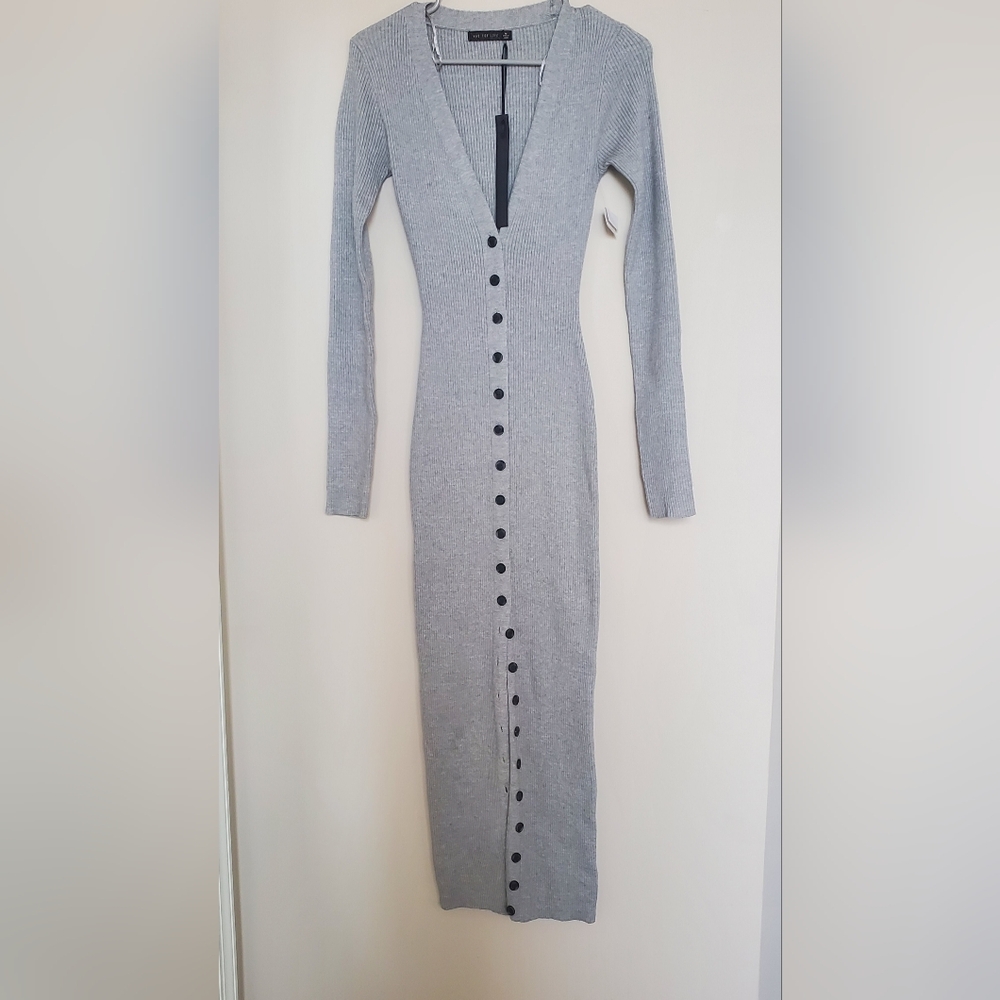 Grey Maxi Bodycon Sweater Dress Size M